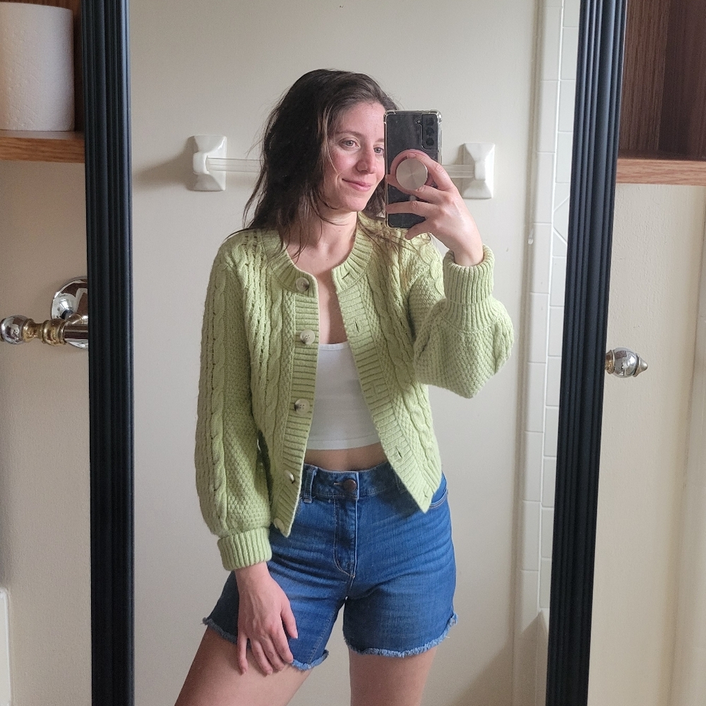 Wild Fable Light Green Cable Knit Cardigan